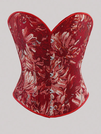 Fashionable Women's Strapless Top, Elegant European Style Lace-Up Sexy Bodycon Crop Top, Streetwear Summer Red