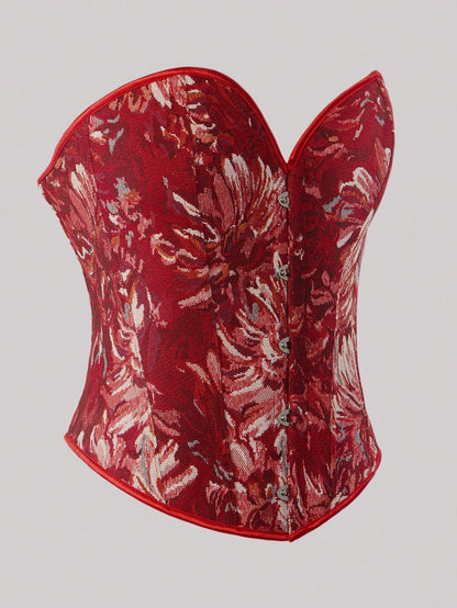 Fashionable Women's Strapless Top, Elegant European Style Lace-Up Sexy Bodycon Crop Top, Streetwear Summer Red