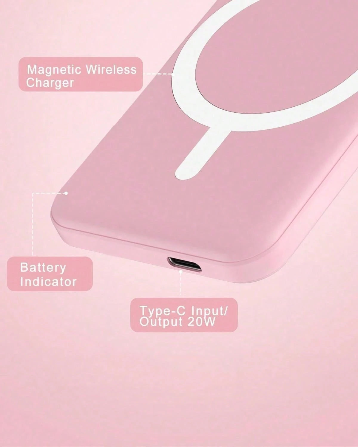 Fast Charging Portable Power Supply 5000mAh MagSafes Magnetic Wireless Power Bank With 20W Fast Charging, Ultra-Thin And Compact High-Speed Battery Pack, Strong Magnet For Easy Charging, Precisely Com