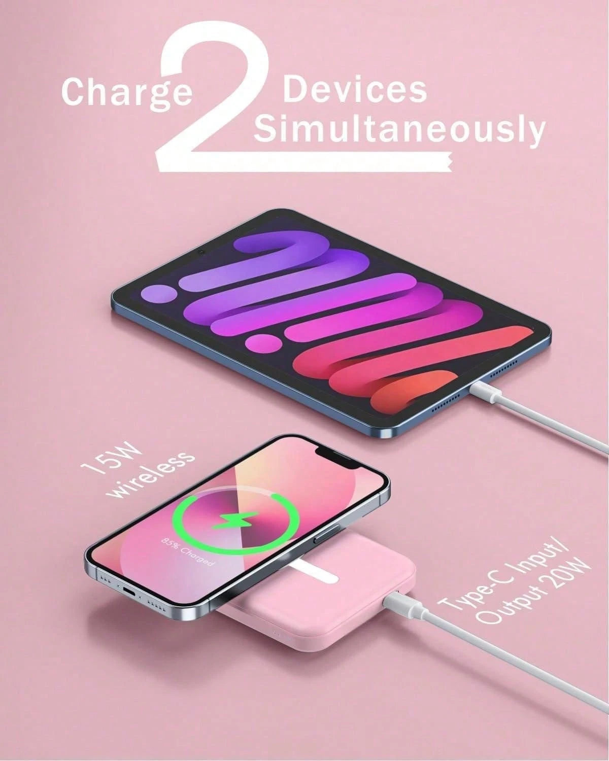 Fast Charging Portable Power Supply 5000mAh MagSafes Magnetic Wireless Power Bank With 20W Fast Charging, Ultra-Thin And Compact High-Speed Battery Pack, Strong Magnet For Easy Charging, Precisely Com