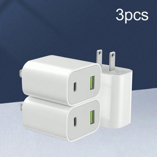 Fast Type C Charging USB C Wall Charger Block Dual Port Power Delivery Block Plug Adapter Suitable For Office, Dorm, And Home Multi-Port