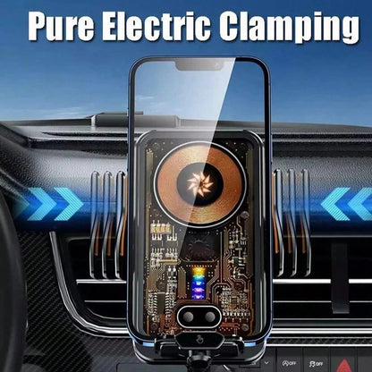 Fast Wireless Car Charger Wireless Charging Phone Mount For Car Magnetic Navigation Car Phone Holder Automatic Smart Sensor Clamping Rotating With Charger Station Fast Wireless Charger Max 66W(Black)