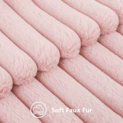 Faux Fur Cozy Soft Striped Decorative Throw Pillow Covers,Velvet Pillowcase Cushion Case For Sofa Couch