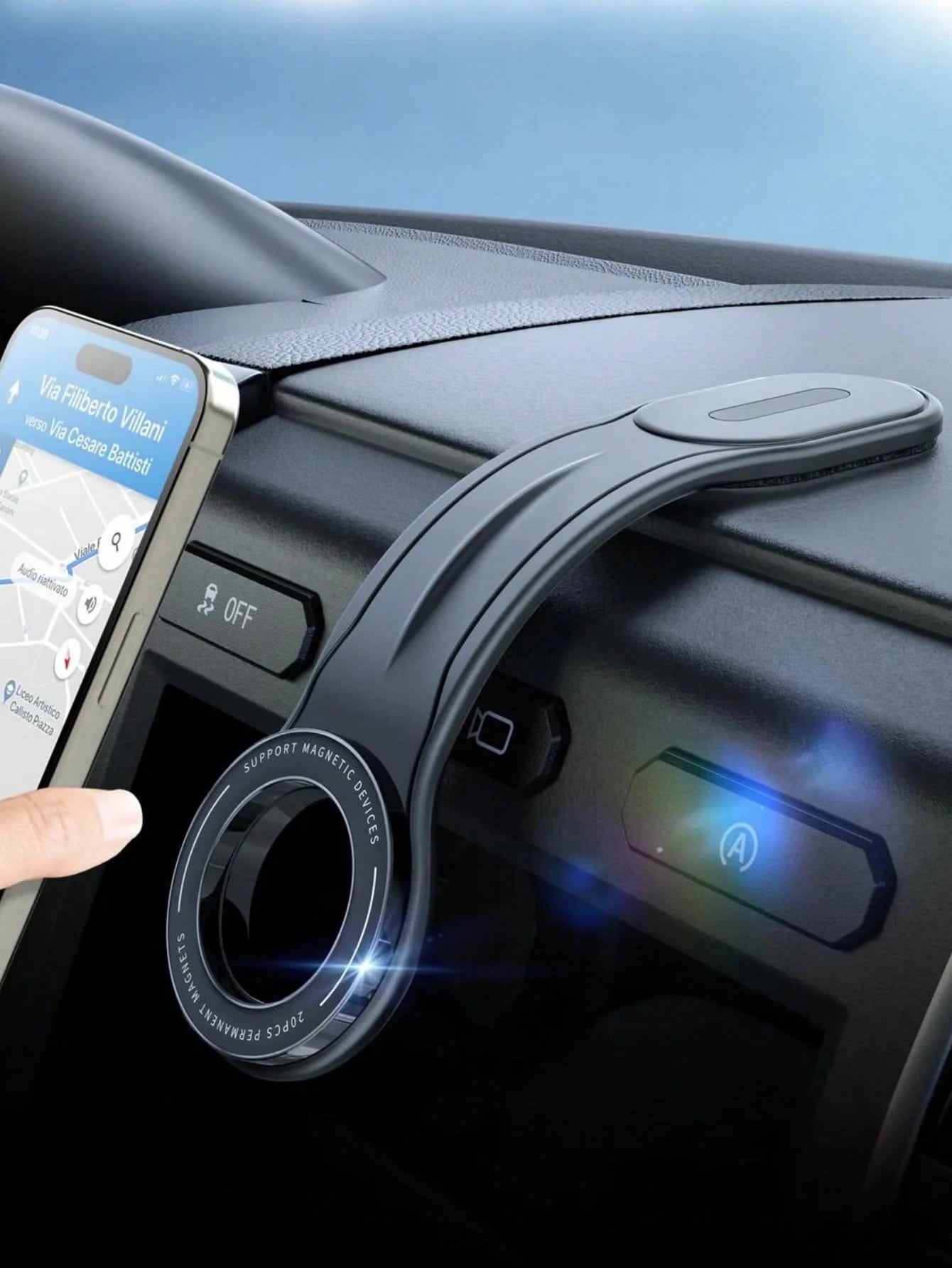 Flexible Magnetic Car Phone Holder – Adjustable Aluminum Alloy Arm With 360° Rotation, Shapeable Design For Custom Viewing Angles, Clamp-Free, Scratch & Shock Proof, Universal Compatible With IPhone&