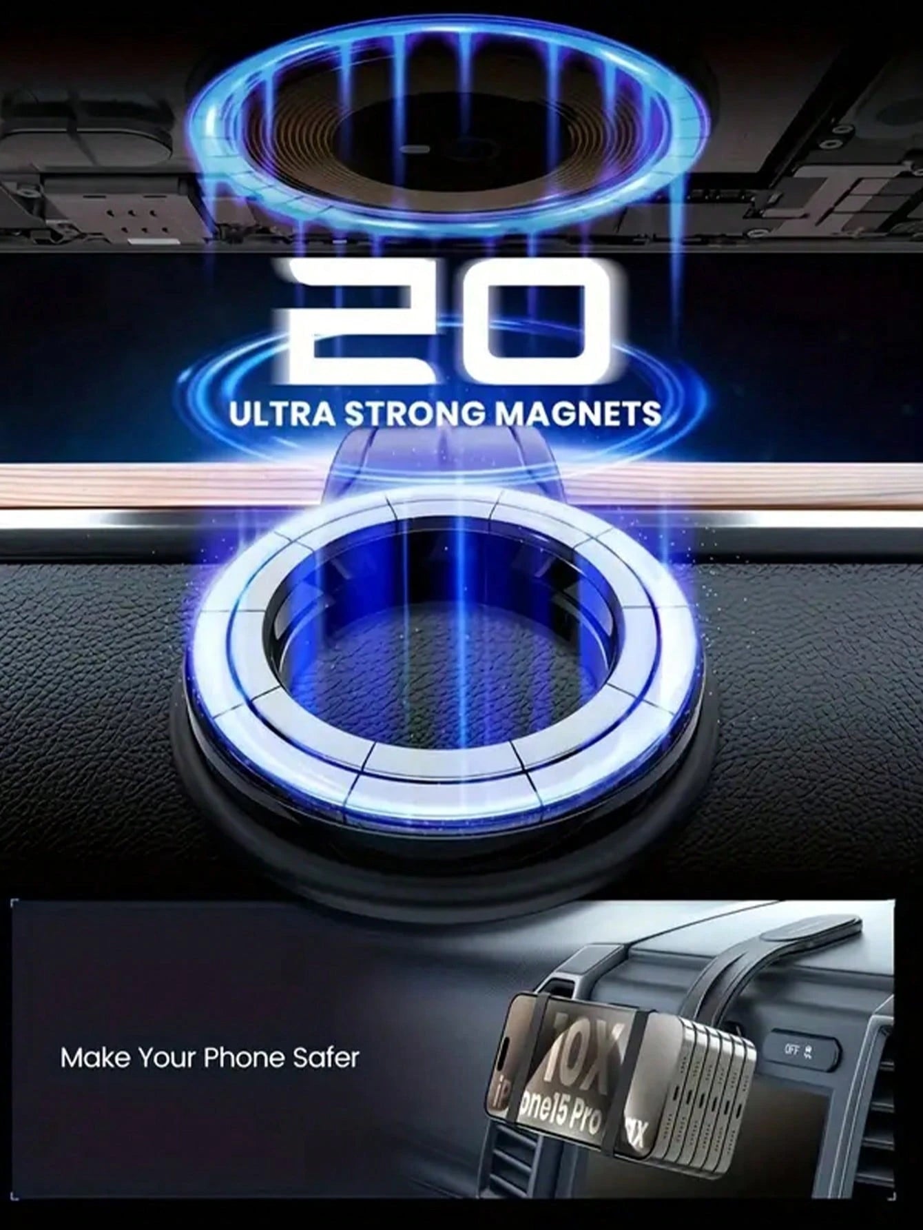 Flexible Magnetic Car Phone Holder – Adjustable Aluminum Alloy Arm With 360° Rotation, Shapeable Design For Custom Viewing Angles, Clamp-Free, Scratch & Shock Proof, Universal Compatible With IPhone&
