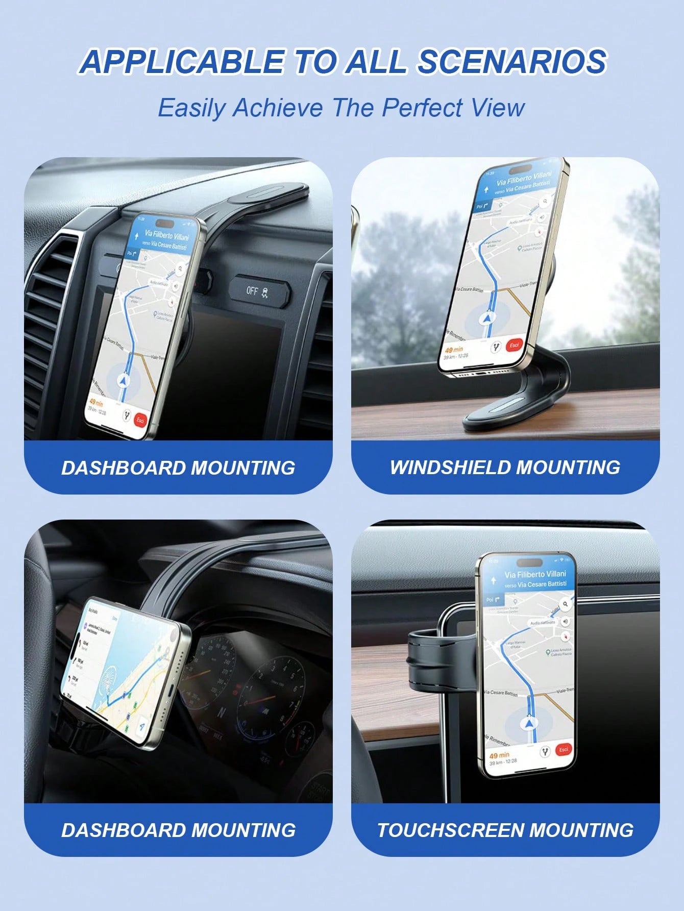 Flexible Magnetic Car Phone Holder – Adjustable Aluminum Alloy Arm With 360° Rotation, Shapeable Design For Custom Viewing Angles, Clamp-Free, Scratch & Shock Proof, Universal Compatible With IPhone&