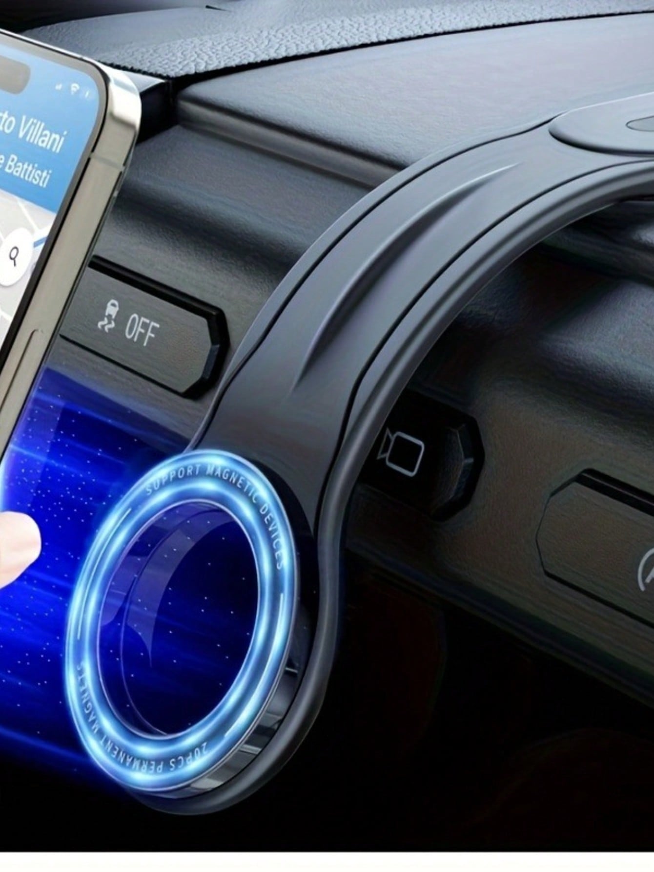 Flexible Magnetic Car Phone Holder- Adjustable Aluminum Arm, 360° Rotation, Moldable Design For Custom Viewing Angle, No Clip, Scratch & Shock Resistant, Universal Compatible With Iphone And All Smar