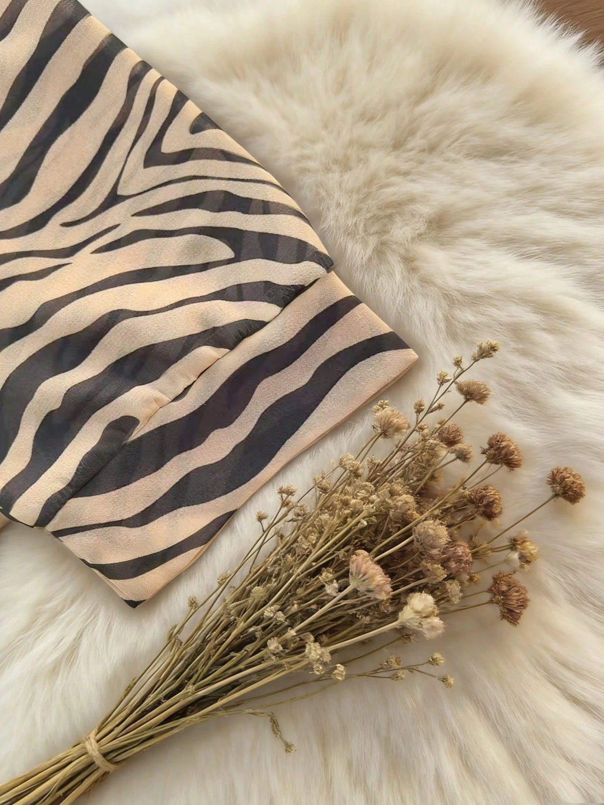Floral Chiffon Top, Tie Front, Half Sleeve Casual Summer Top, Zebra Print Pattern Brown