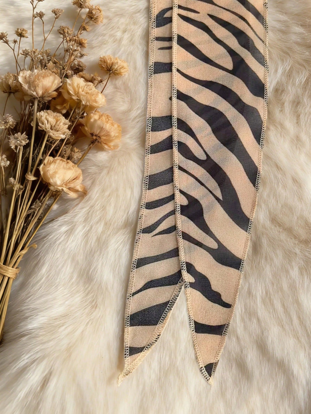 Floral Chiffon Top, Tie Front, Half Sleeve Casual Summer Top, Zebra Print Pattern Brown