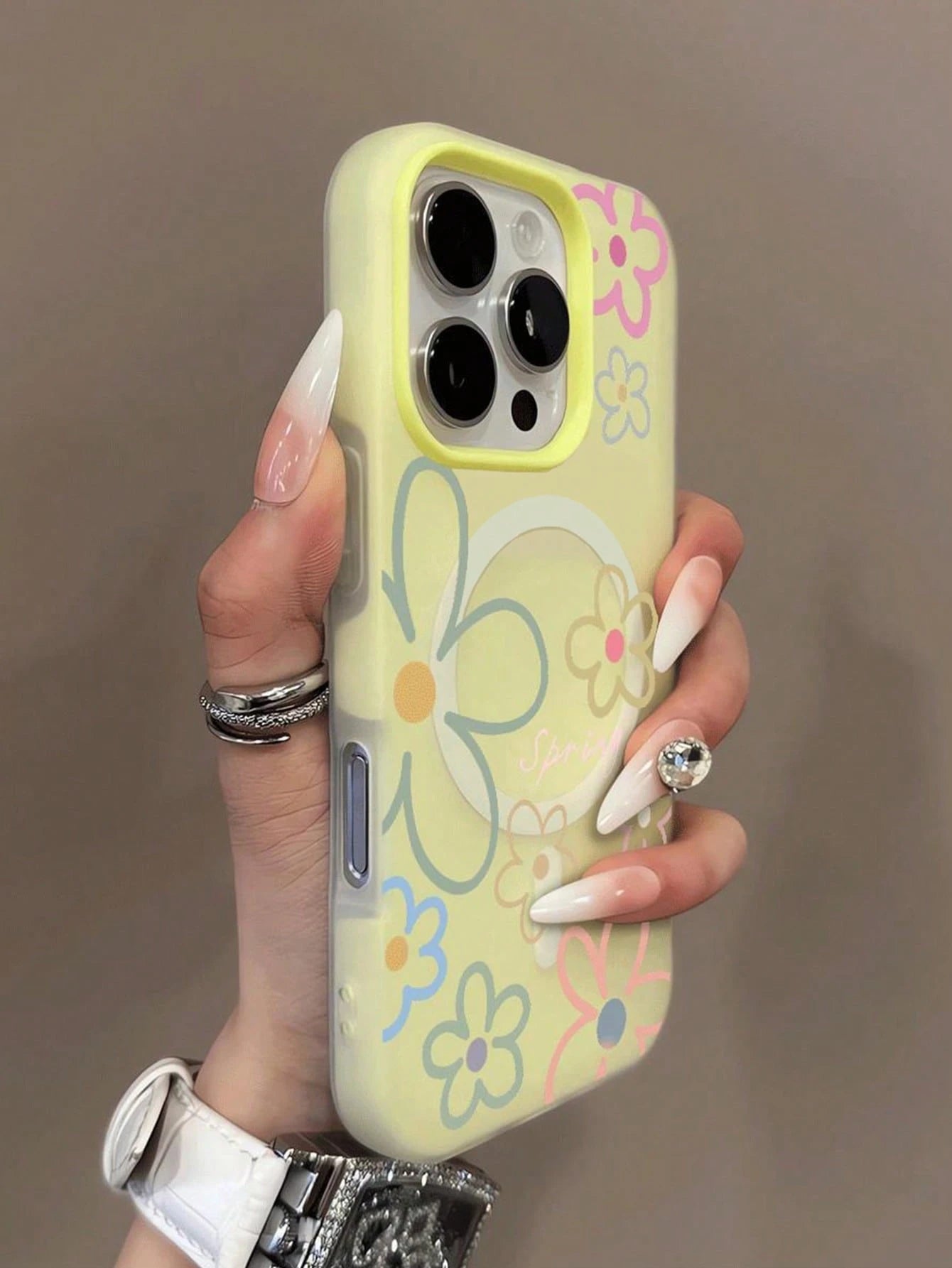 Flower Element Fashion Phone Case Shockproof Fashion 1pc Spring Flower Pattern Jelly 2-In-1 Magnetic Phone Case Compatible With IPhone 17 Pro Max/16 Pro Max/15 Pro Max/13/15/16/17 Pro/14/11 Fashionabl
