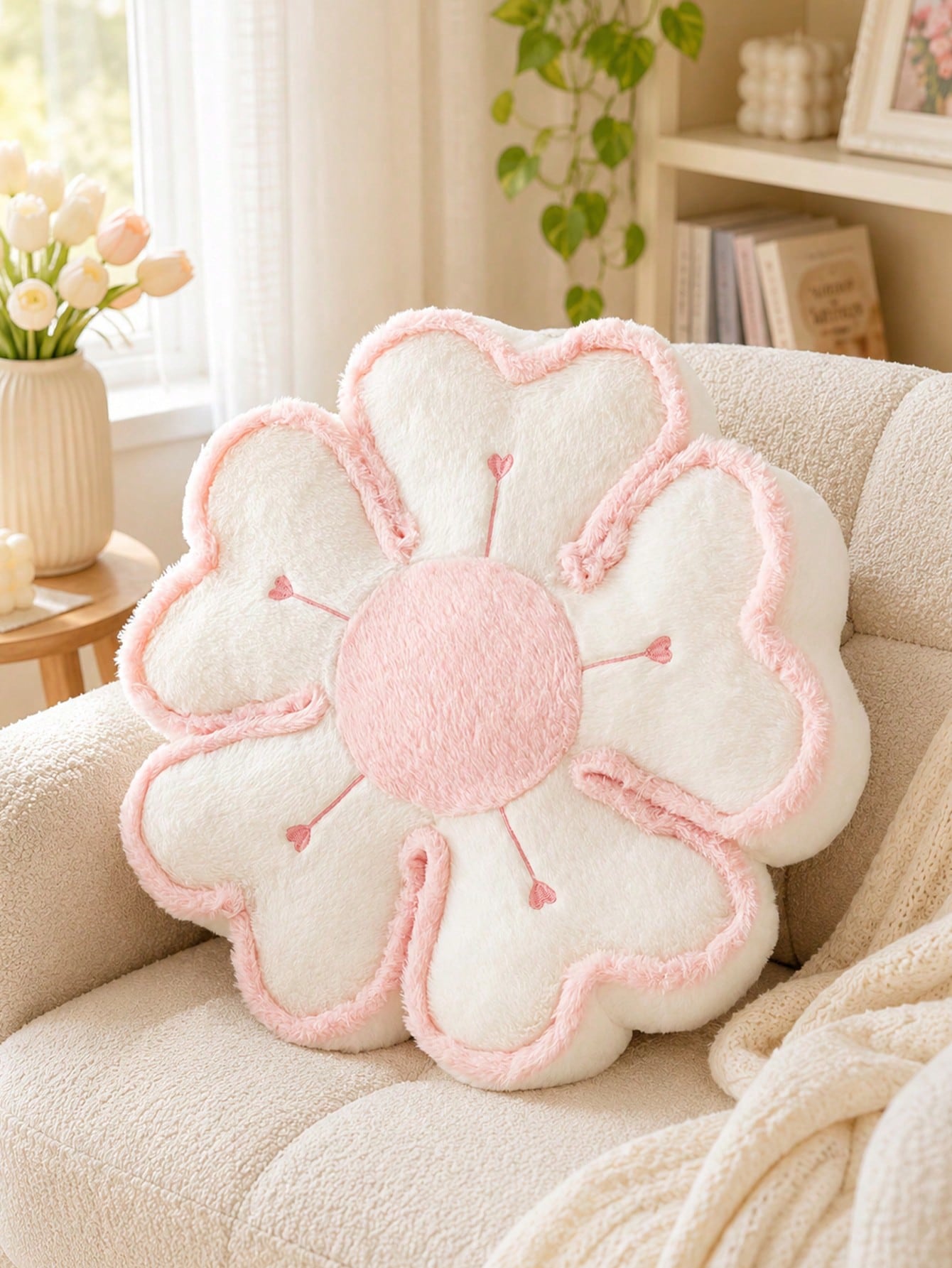Flower Shaped Decorative Throw Pillow, Suitable For Bed And Sofa, Cute Flower Plush Throw Pillow, Home Decor Floor Pillow Cushion, Housewarming Gift