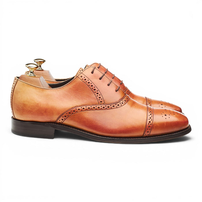 'Flynn' Tan Brown Leather Oxford Brogues UK 9.5 G