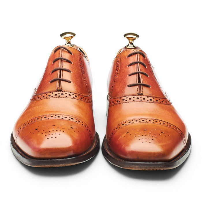 'Flynn' Tan Brown Leather Oxford Brogues UK 9.5 G