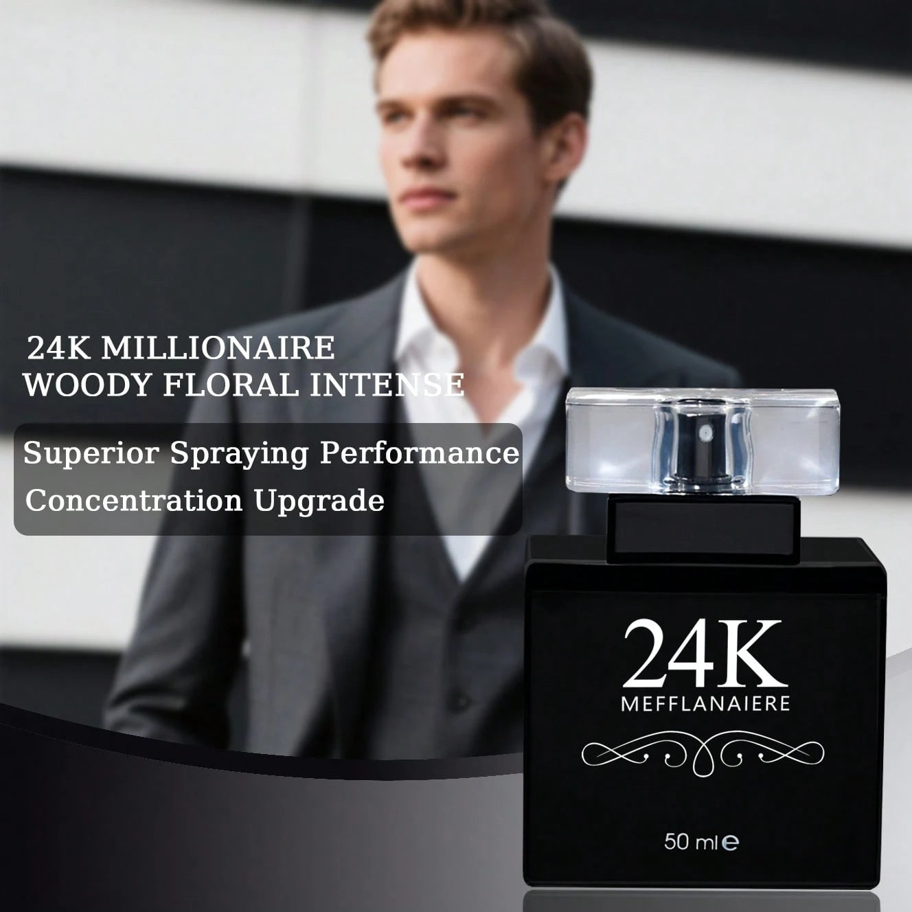 FMALOL 50ml 24K BLACK Perfume Citrus Top Amber Cedar Base Fragrance,Suitable For Any Occasion, The Best Gift, A Neutral Perfume