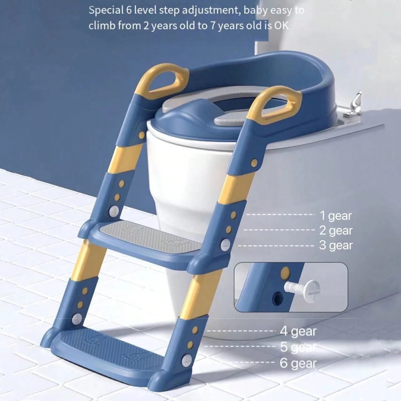 Foldable Stair Step Child Toilet Training Seat, Child Aid Toilet Stool, Stair Step Toilet Training Toilet, Perfect For Independent Training