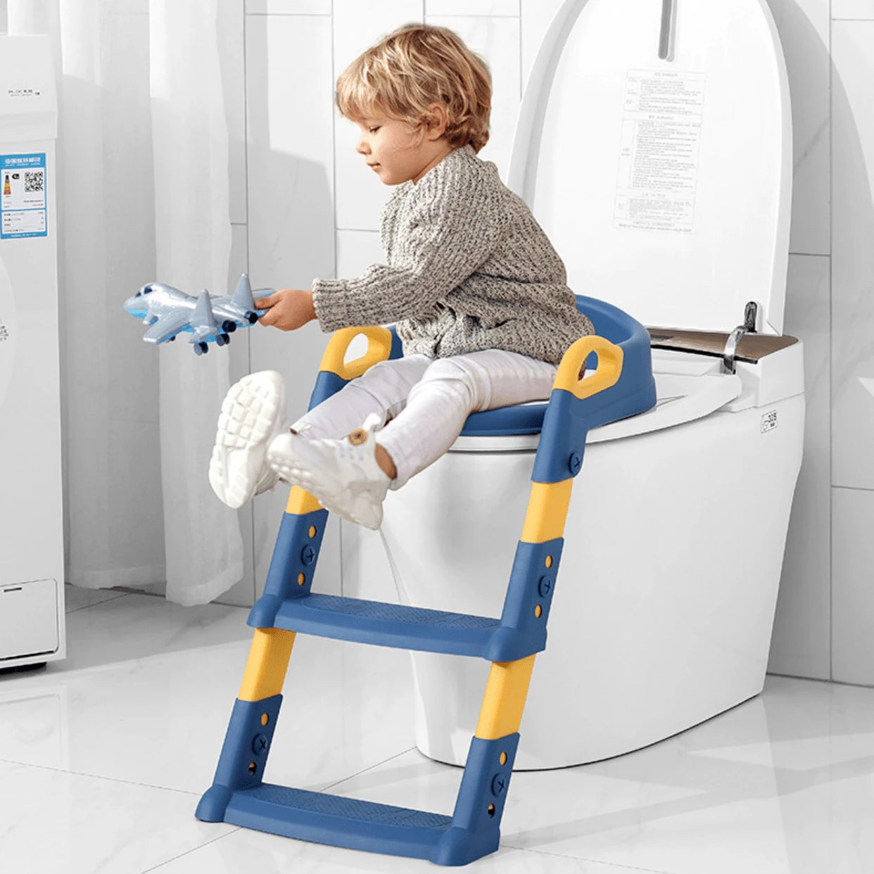 Foldable Stair Step Child Toilet Training Seat, Child Aid Toilet Stool, Stair Step Toilet Training Toilet, Perfect For Independent Training