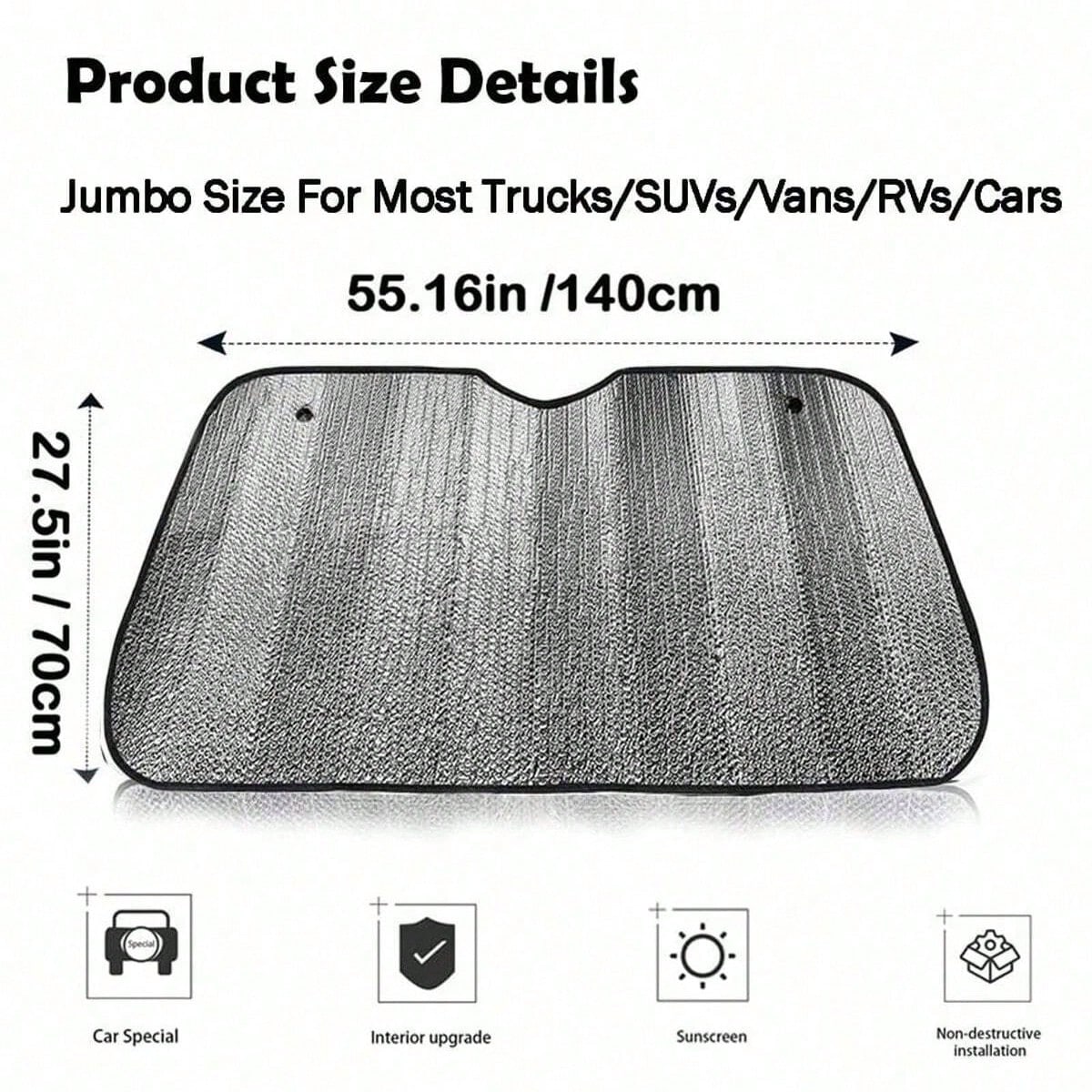 Foldable Universal Car Sun Visor, Windshield Sun Shade, Anti-UV Car Accessories