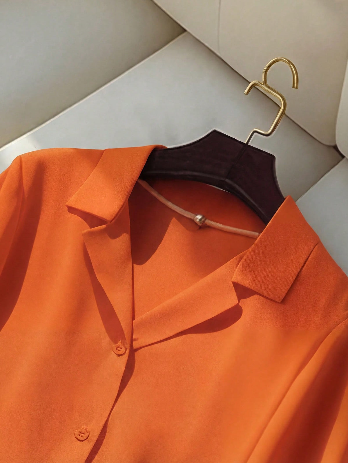 Franclia Casual Versatile Solid Color Collared Short Sleeve Shirt For Women, Summer