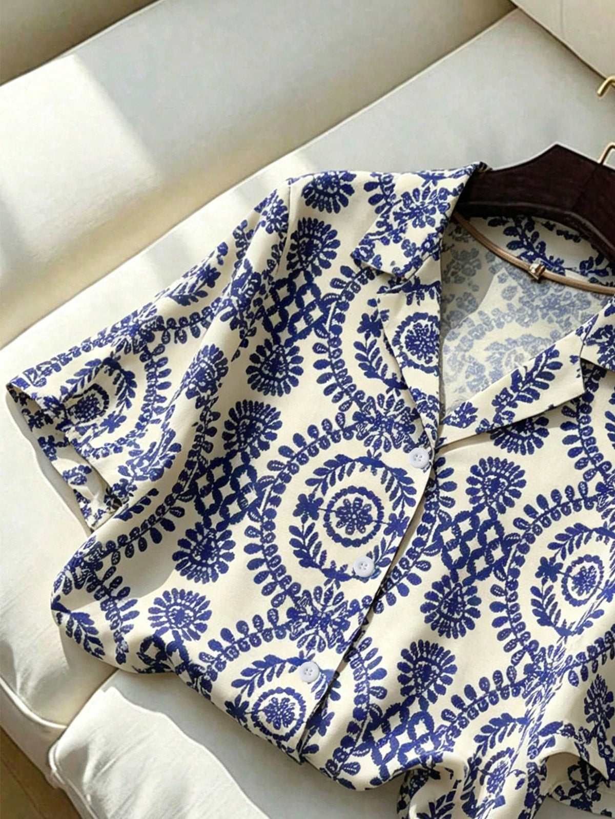 Franclia Casual Versatile Solid Color Collared Short Sleeve Summer Women's Shirt