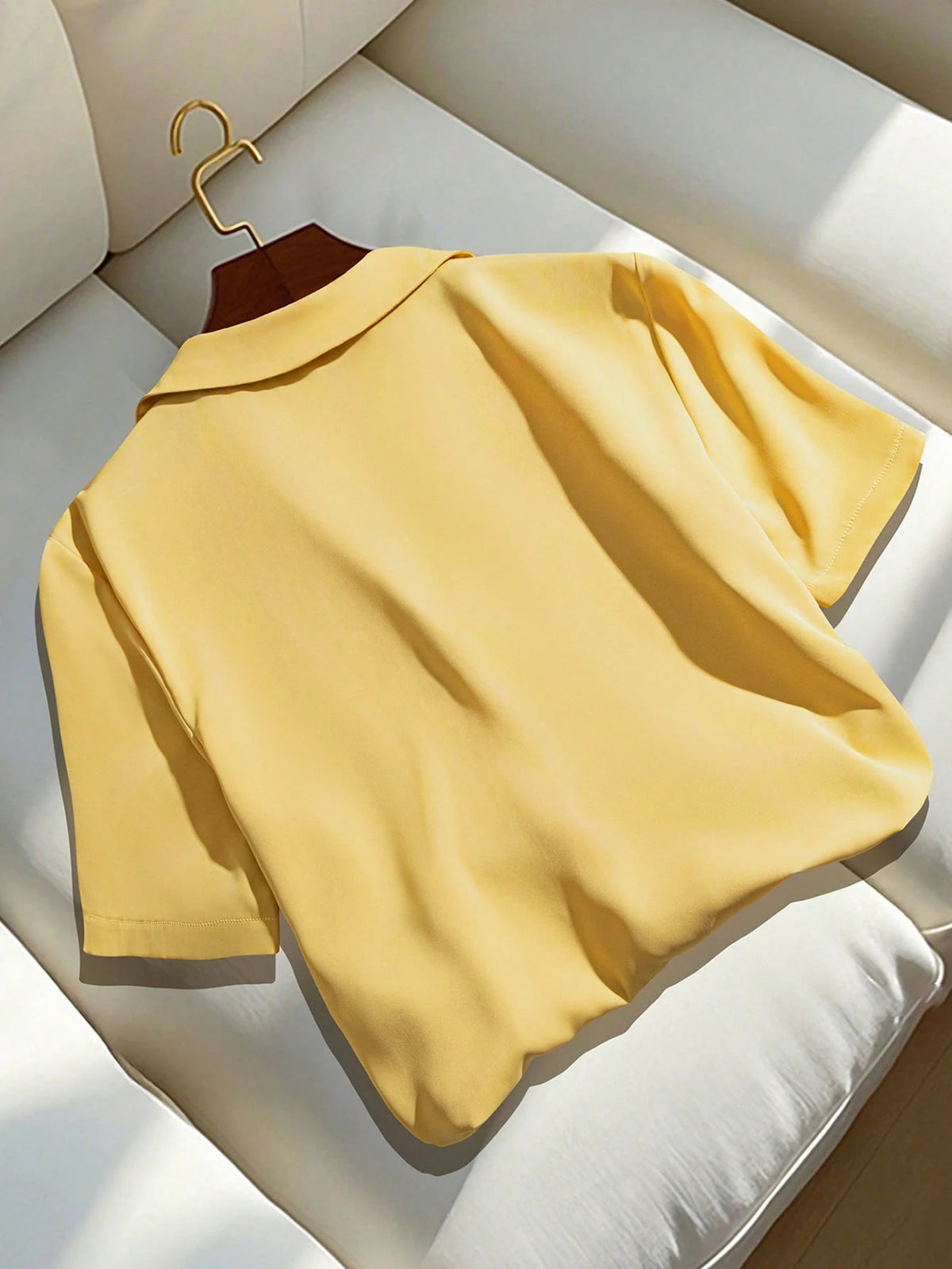Franclia Casual Versatile Solid Color Collared Short Sleeve Summer Women's Shirt
