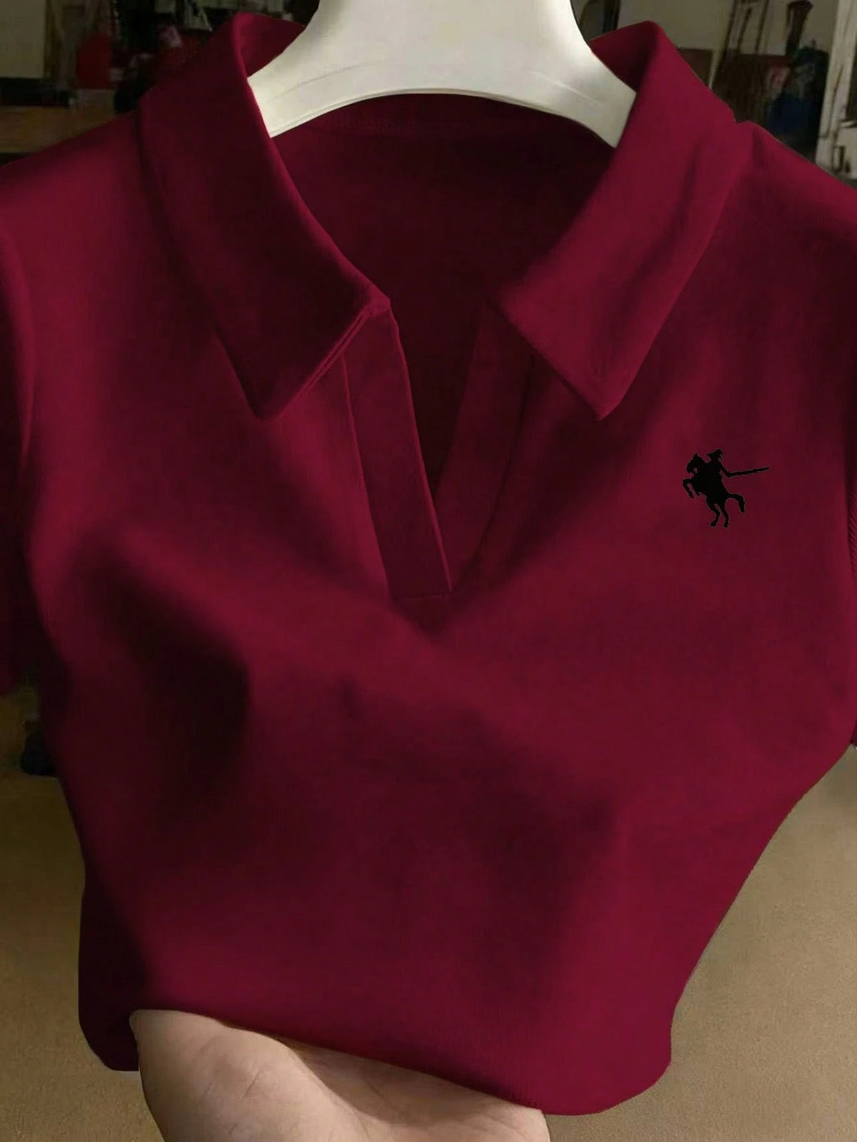 Franclia Embroidered Collar Fitted Short Sleeve T-Shirt For Women