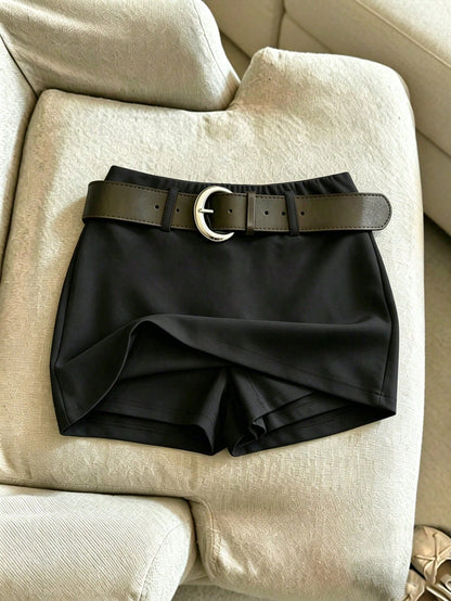 Franclia Fashionable Versatile High Waist Shorts Skirt, Slimming, Opaque, Solid Apricot Color, For Spring/Summer Women