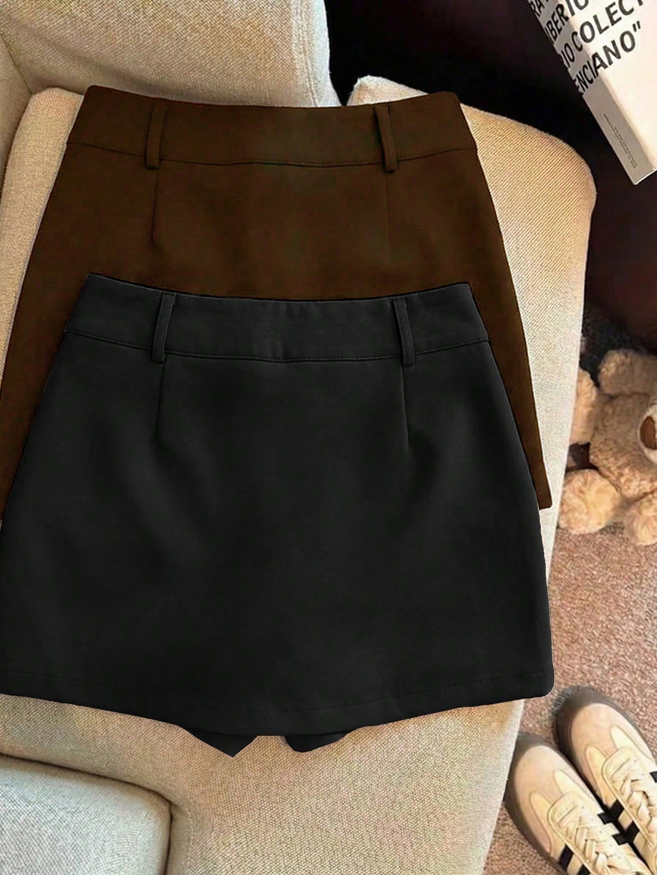 Franclia Fashionable Versatile High Waist Shorts Skirt, Slimming, Opaque, Solid Apricot Color, For Spring/Summer Women