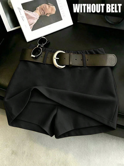 Franclia Fashionable Versatile High Waist Shorts Skirt, Slimming, Opaque, Solid Apricot Color, For Spring/Summer Women