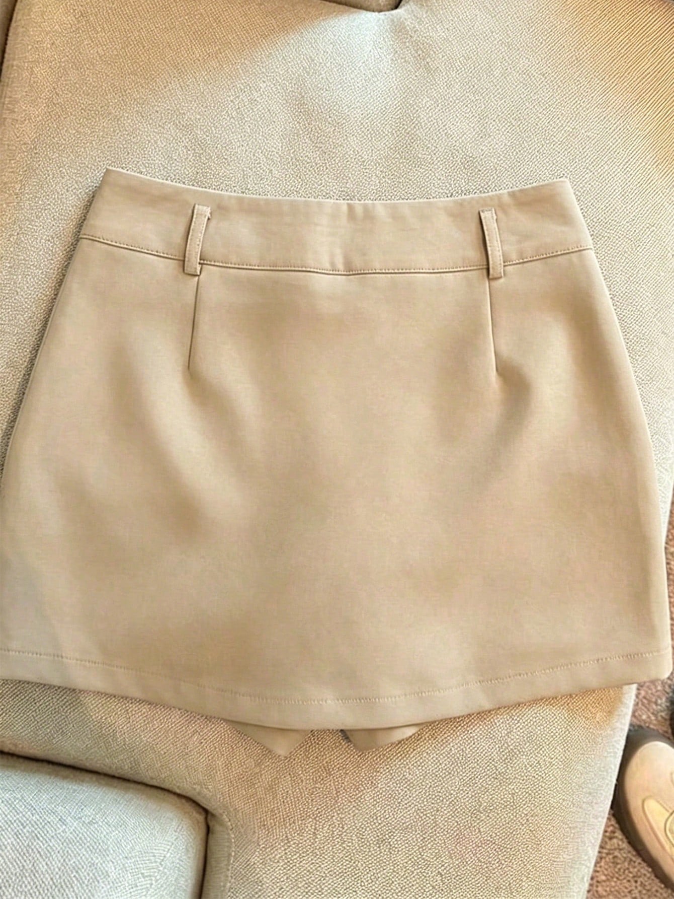 Franclia Fashionable Versatile High Waist Shorts Skirt, Slimming, Opaque, Solid Apricot Color, For Spring/Summer Women