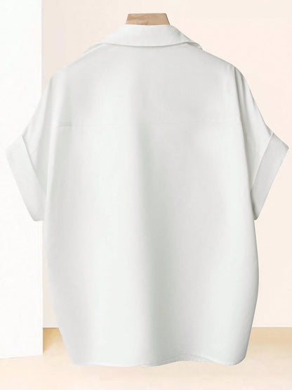 Franclia High-End Fashionable French Design Loose Batwing Sleeve Turndown Collar Women Blouse