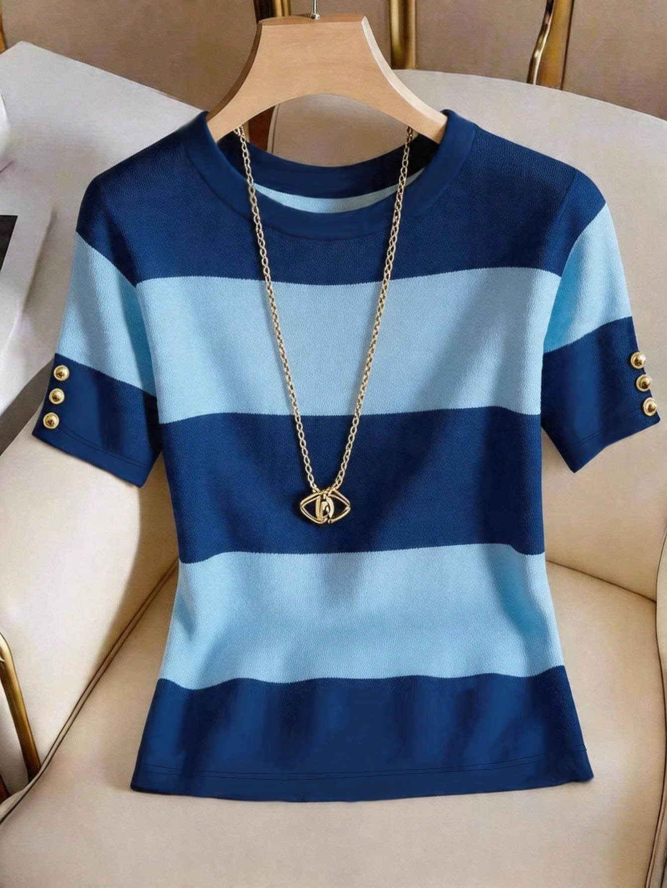 Franclia Plus Size Women Round Neck Color Block Casual Everyday T-Shirt