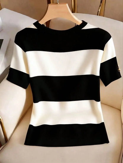 Franclia Plus Size Women Round Neck Color Block Casual Everyday T-Shirt