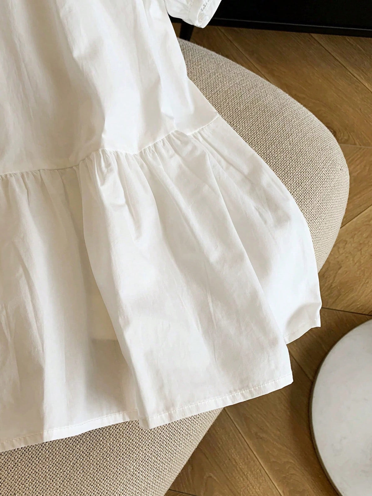 Franclia Women's Elegant White Summer Tea Party Blouse,Ruffle Lace Bow Neck Babydoll Top,Cute Puff Short Sleeve Puffed Detail Blouses