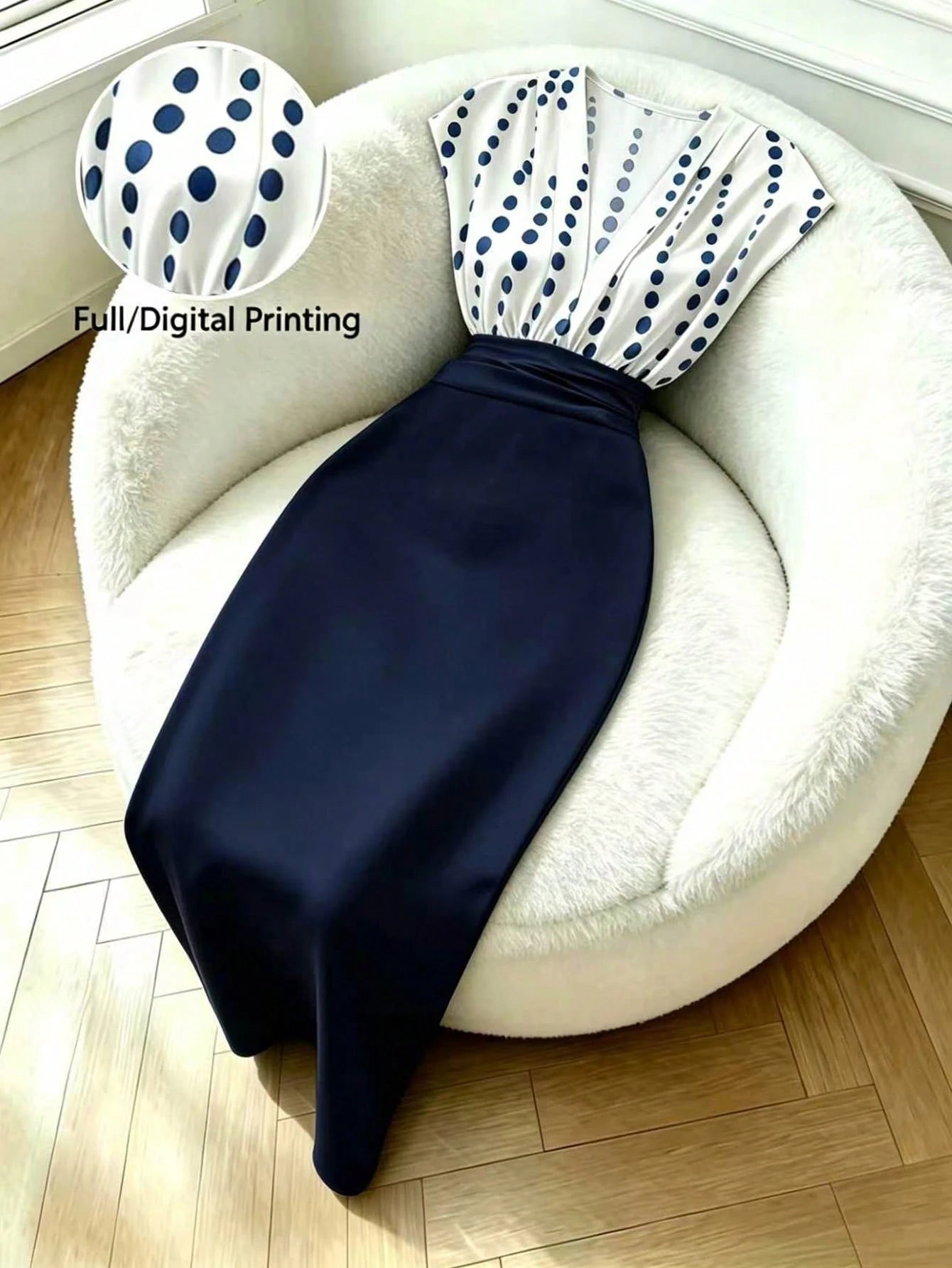 Franclia Women's Polka Dot Print Cap Sleeve Pleated Slim Fit Elegant Dress