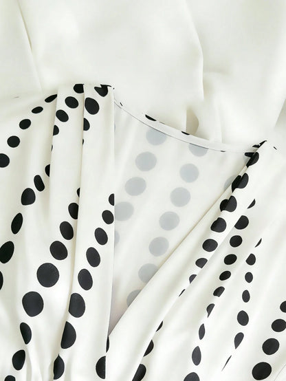 Franclia Women's Polka Dot Print Cap Sleeve Pleated Slim Fit Elegant Dress