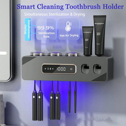 (Free 2 Toothbrushes)Automatic Toothpaste Dispenser, Rechargeable Toothbrush Holders For Bathrooms, 3 Cups Electric Toothbrush Holder Wall Mounted With Toothpaste Dispenser Bathroom Decor