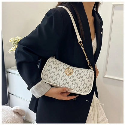French Vintage Underarm Bag For Women, New Letter Print Small Square Crossbody Bag With Chain Strap, Shoulder Handbag, Perfect Lily Women's Adjustable Crossbody Strap With M Logo, Suitable For Daily C