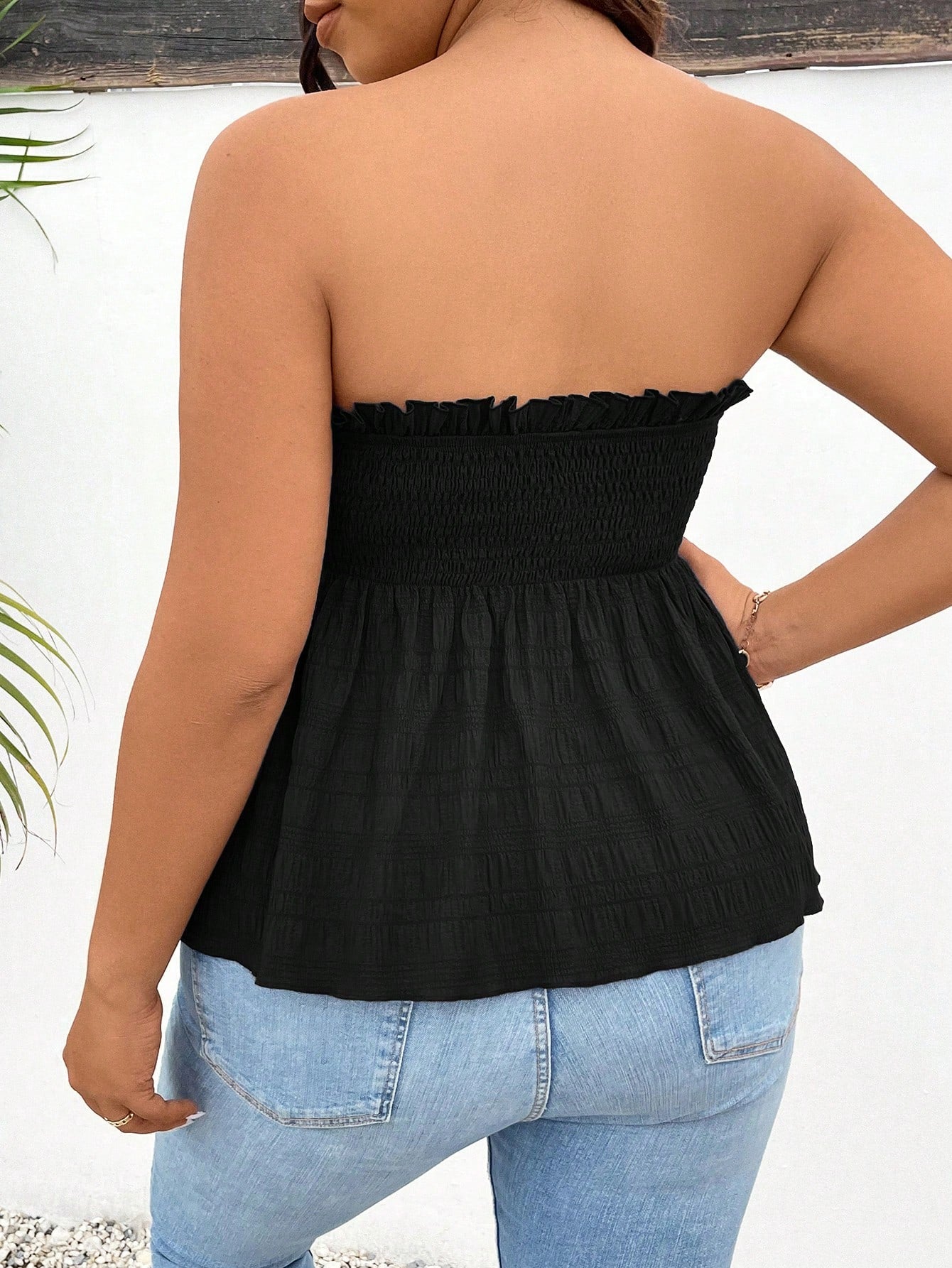 Frenchy Plus Size Solid Color Wrapped Bust Summer Boho Tube Top