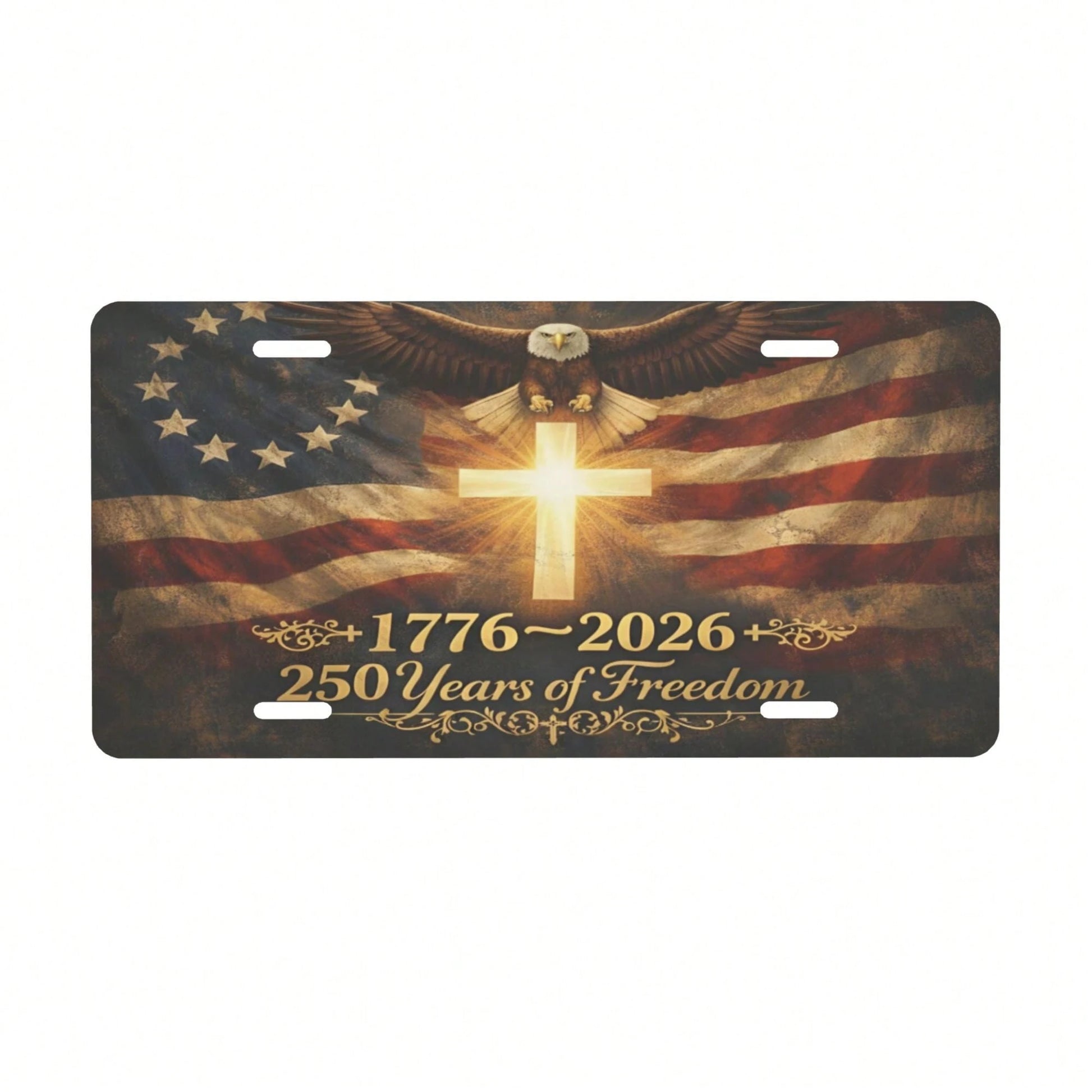 Front License Plate Cover, 250th Anniversary Of America's 250 Years Of Freedom Commemoration, Aluminum Decorative License Plate, Fun Metal Car License Plate 6X12, Aluminum Front License Plate, Suitabl