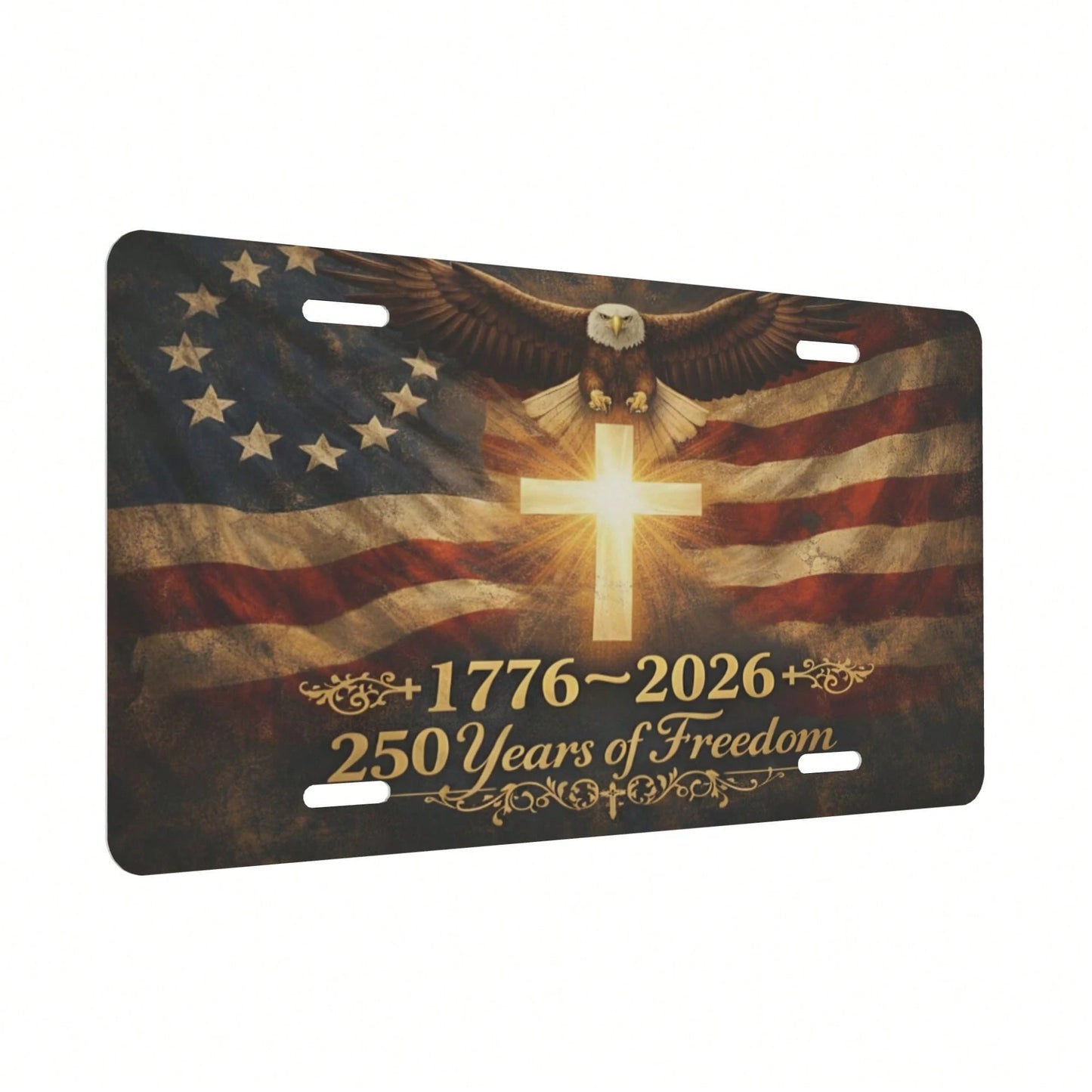 Front License Plate Cover, 250th Anniversary Of America's 250 Years Of Freedom Commemoration, Aluminum Decorative License Plate, Fun Metal Car License Plate 6X12, Aluminum Front License Plate, Suitabl
