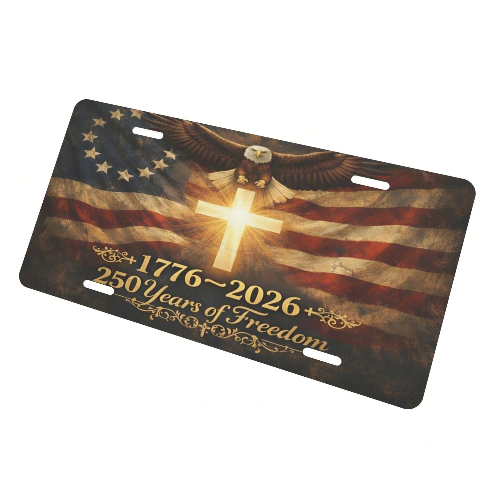 Front License Plate Cover, 250th Anniversary Of America's 250 Years Of Freedom Commemoration, Aluminum Decorative License Plate, Fun Metal Car License Plate 6X12, Aluminum Front License Plate, Suitabl