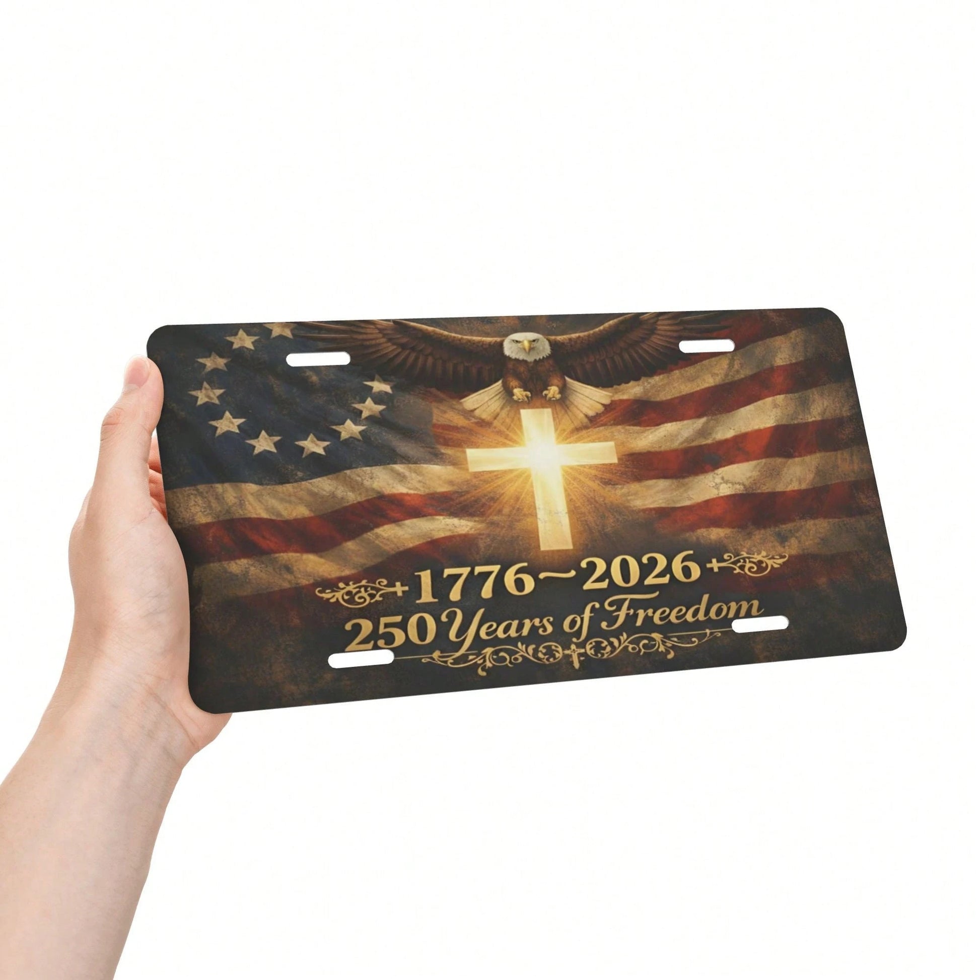 Front License Plate Cover, 250th Anniversary Of America's 250 Years Of Freedom Commemoration, Aluminum Decorative License Plate, Fun Metal Car License Plate 6X12, Aluminum Front License Plate, Suitabl