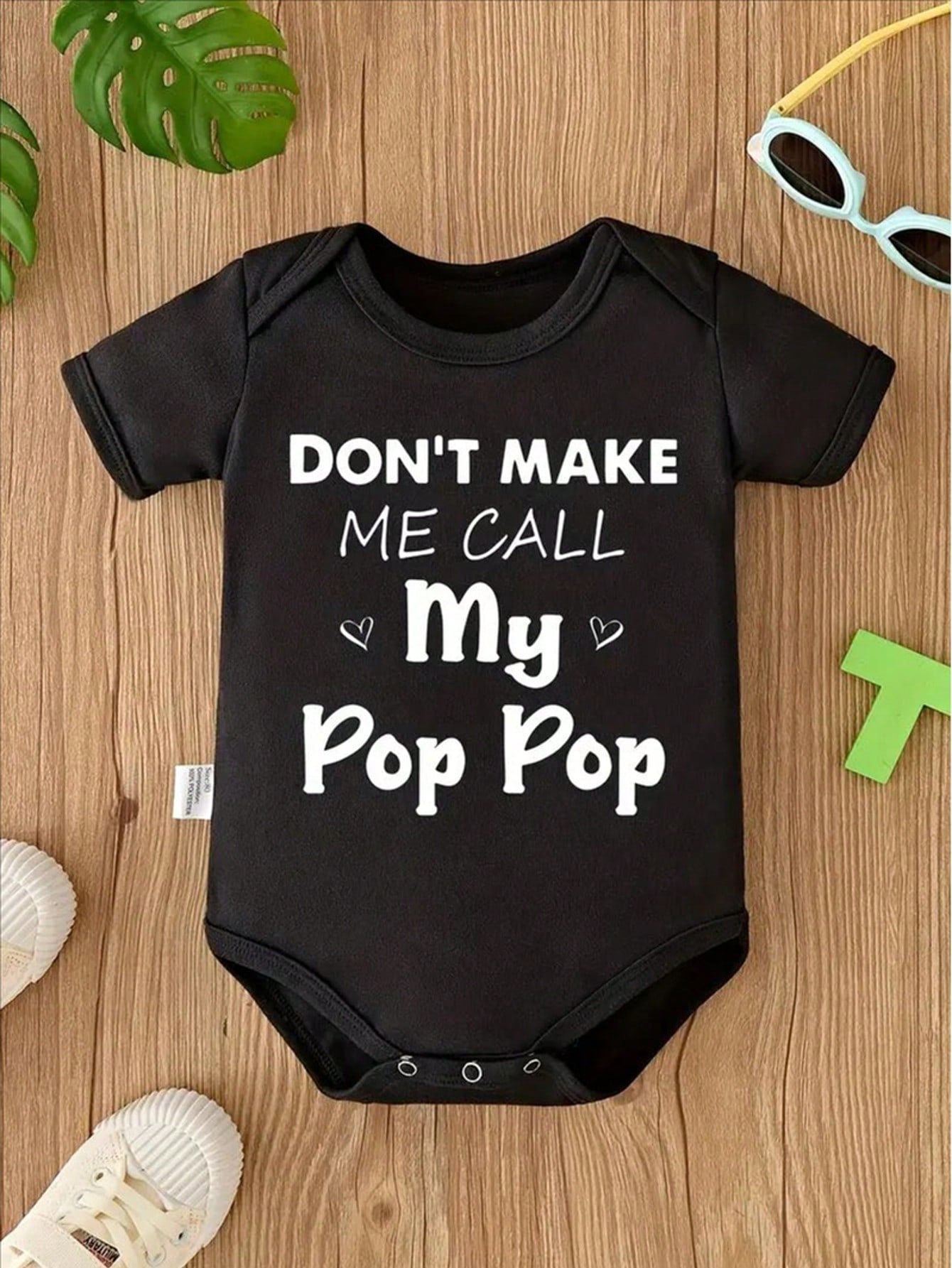 [Funny Baby Romper] Soft Funny "Call My Pop-Pop" Letter Print Baby Romper| Short Sleeve Summer Bodysuit For Newborns & Toddlers, Perfect For Outdoor- Cotton