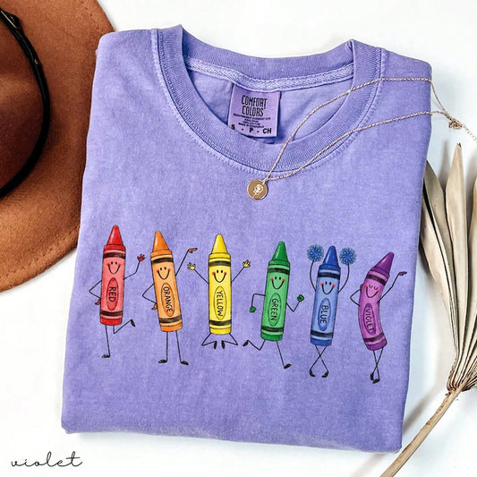 ® Funny Teacher Life Shirt Happy Doodle Back To School Gift Preschool Teacher School Supplies Shirt Crayon Pencil Tee