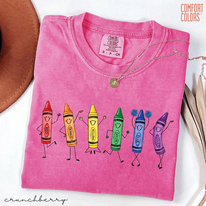 ® Funny Teacher Life Shirt Happy Doodle Back To School Gift Preschool Teacher School Supplies Shirt Crayon Pencil Tee