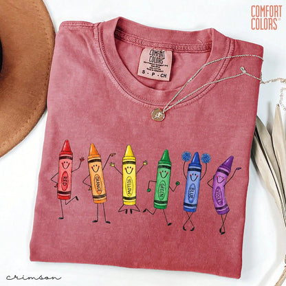 ® Funny Teacher Life Shirt Happy Doodle Back To School Gift Preschool Teacher School Supplies Shirt Crayon Pencil Tee