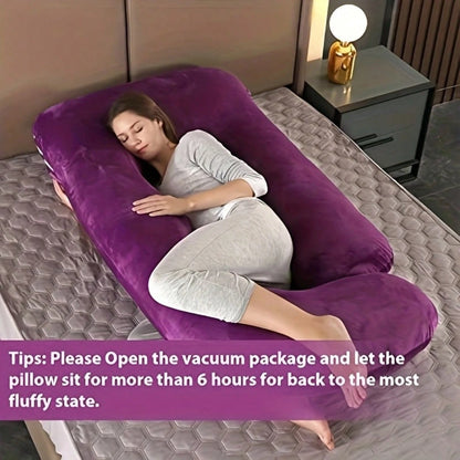 G-Shaped Maternity Pillow- Full Body Support Pillow With Removable Velvet Cover, Soft Nylon & Cotton For Tummy, Knee, Head & Neck Comfort