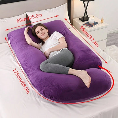 G-Shaped Maternity Pillow- Full Body Support Pillow With Removable Velvet Cover, Soft Nylon & Cotton For Tummy, Knee, Head & Neck Comfort