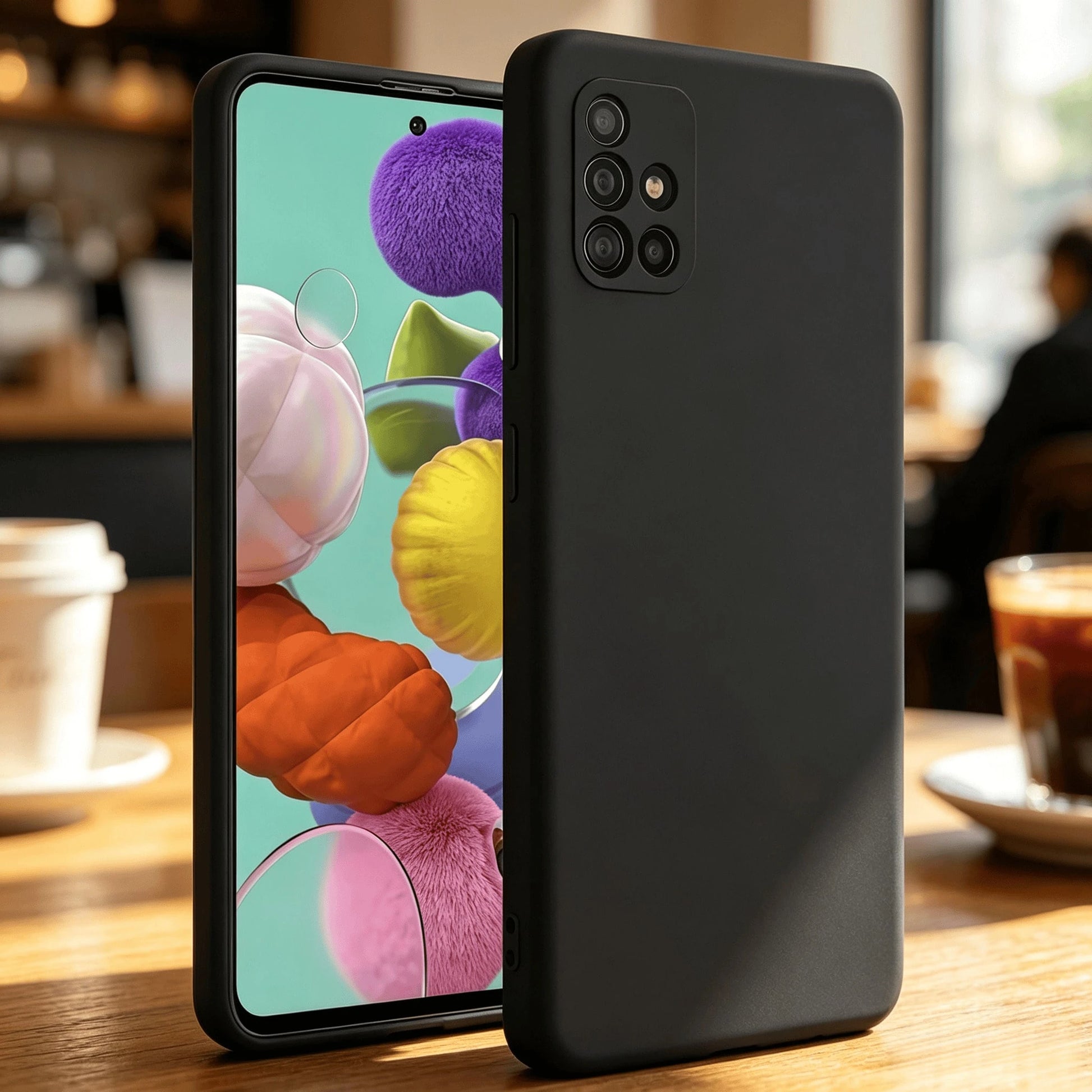 Galaxy Series Matte Black Fingerprint-Free Phone Case Anti-Slip Grease Resistant Flexible TPU Shell Raised Lens & Screen Edge Shock Absorbing Anti-Bump Accurate Openings Thin Full Coverage Durable Pro
