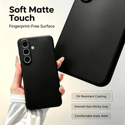 Galaxy Series Matte Black Fingerprint-Free Phone Case Anti-Slip Grease Resistant Flexible TPU Shell Raised Lens & Screen Edge Shock Absorbing Anti-Bump Accurate Openings Thin Full Coverage Durable Pro